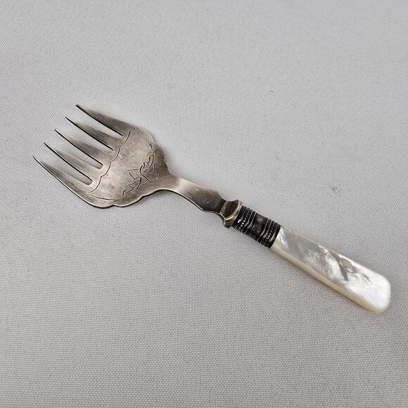 Vintage Horn Handle Abalone Schell Fork & Knife - Picture 3 of 16